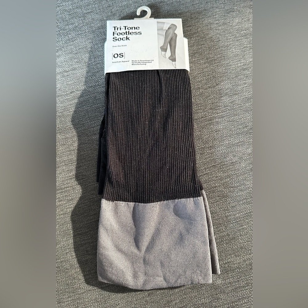 American apparel tri tone footless over the knee socks